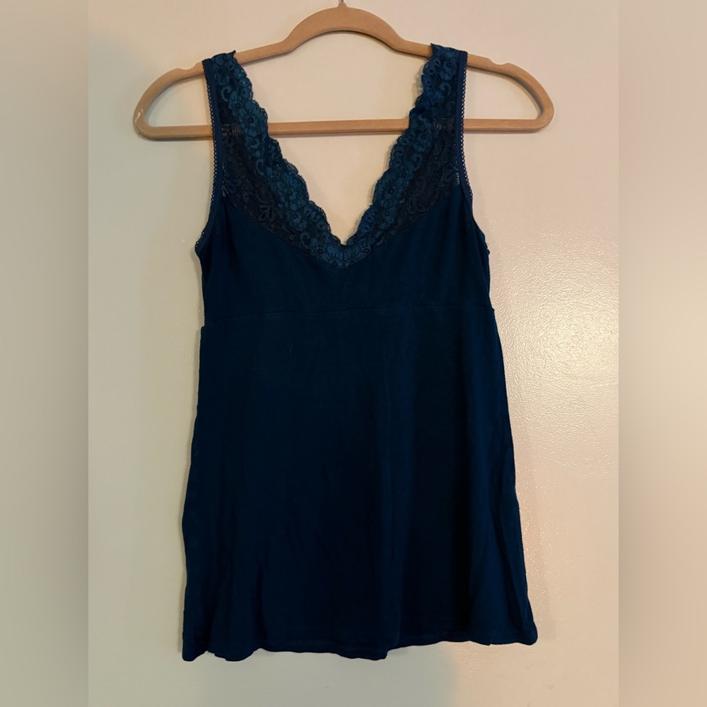 Express Navy Blue Lace Trim Tank Top